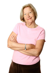 mature caucasian female in casual pink top 