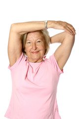 Mature caucasian female doing her exercise,