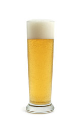 Glass of cold light beer