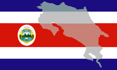 Fond de carte Costa Rica translucide devant drapeau