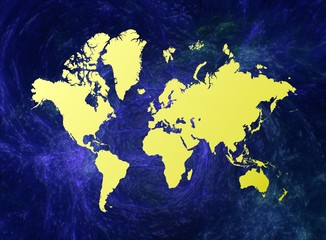world map on blue abstract background