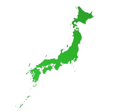detailed green gradient map of Japan
