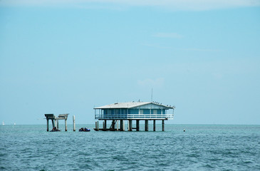 Blue Stilt House in Stiltsville in Miami, FL