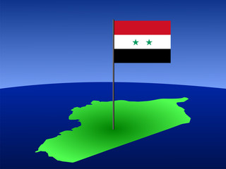 map of Syria with flag