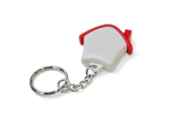 Small house on a keychain (with clipping path)