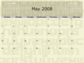 School Year monthly calendar, against alphabet background