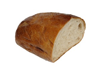Dark bread on white background