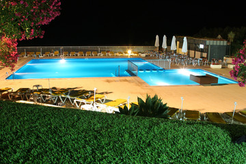 pool view at night - HDR