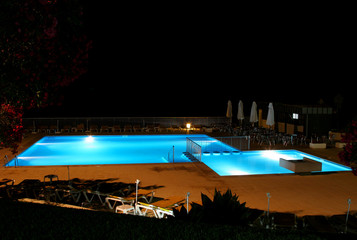 pool view at night