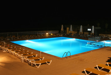 pool view at night