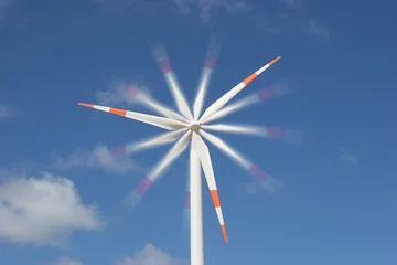 Fotobehang Molens windmolen stroomgenerator tegen blauwe lucht