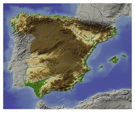 Reliefkarte von Spanien
