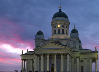 Fototapeta na wymiar Helsinki cathedral in sunset