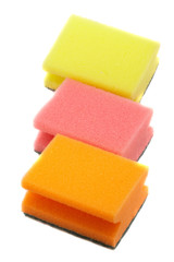 three kitchen sponge different colors