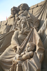 Jesus and maria in sand