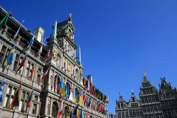 Keuken spatwand met foto Stadhuis Antwerpen © vivalapenler