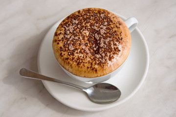 cappucino close up on marble table