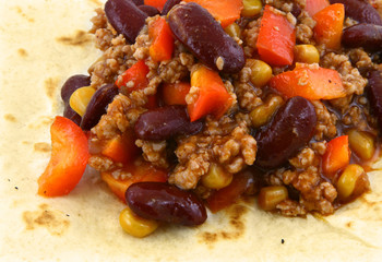 filling on a tortilla