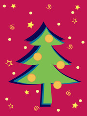 Christmas tree in retro colors scheme
