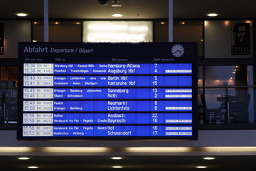 Departures board in train station