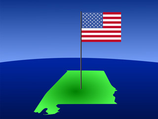 map of Alabama with Flag