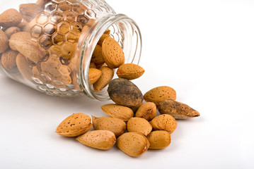 almonds in glass pot