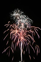 Night celebration fireworks upon dark sky 025
