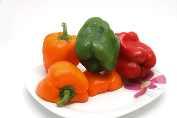 Red, Green and Orange bell peppers