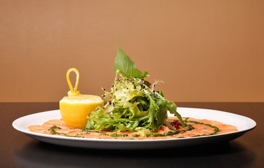 italian dish: carpaccio with salmon