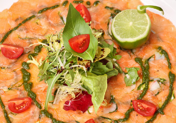 italian dish: carpaccio with salmon
