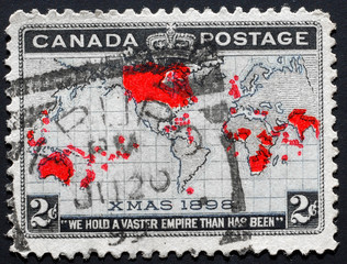 Canadian 1898 British Empire Map Christmas Stamp