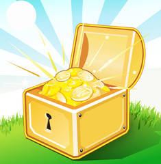 Treasure box on the grass