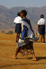 Suazi child in traditional attire - Reed Dance 2007 - obrazy, fototapety, plakaty