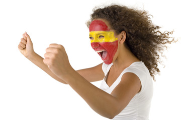 Young female screaming Spanish fan 