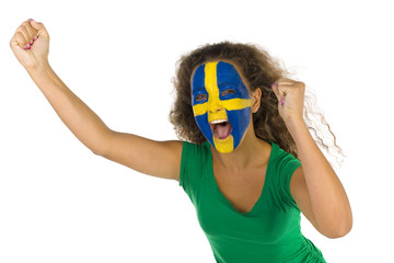 Young screaming Swedish fan