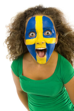 Young screaming Swedish fan