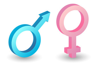 Male and female symbols isolated over white background