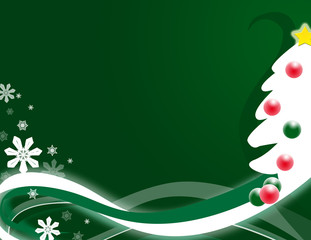Christmas Background w/tree/ornament/snow