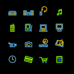 neon home electronics icons