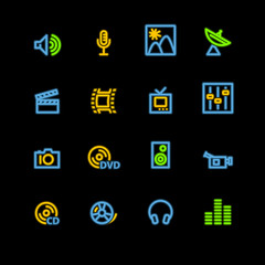 neon media icons