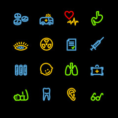 neon medicine icons