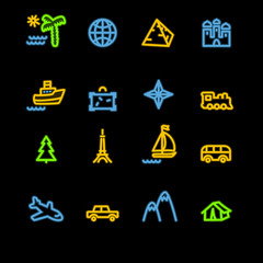 neon travel icons