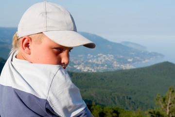 boy against mountains