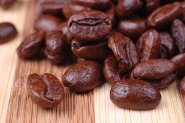 bunch of coffee beans closeup / macro