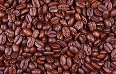 bunch of coffee beans close up / macro