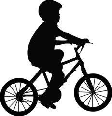 illustration of a boy and bicycle