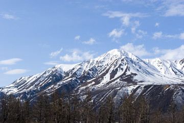 Snow melting on mountains