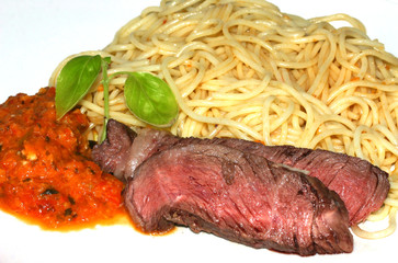 Pasta with roasted meat