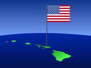 Map of Hawaii with flag