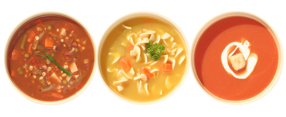 3 bowls of soup